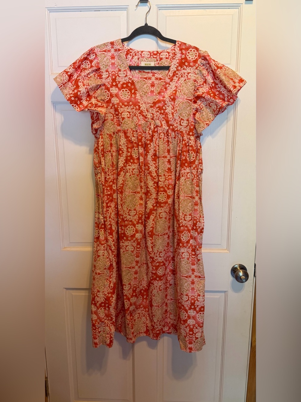 Anthropologie Maeve Flutter Sleeve Midi Dress - medium